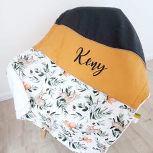 Petite Couverture Feuille De Cerf Anthracite Curry