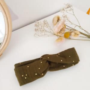 Bandeau Kaki Pois Doré 3