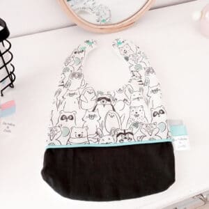 Bavoir Modèle Bande D'animaux Et Anthracite (1)