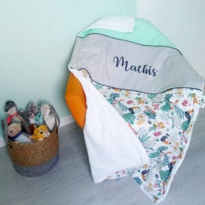 Petite Couverture Modèle Papaya Menthe Gris