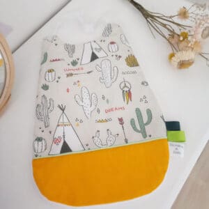 Serviette élastiquée Cactus Et Tipis Uni Jaune (1)
