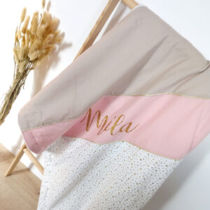 couverture étoiles dorés vieux rose, ficelle (2)