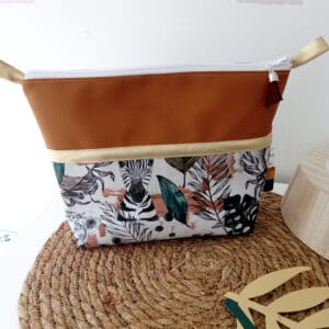 trousse de toilette jungle simili camel