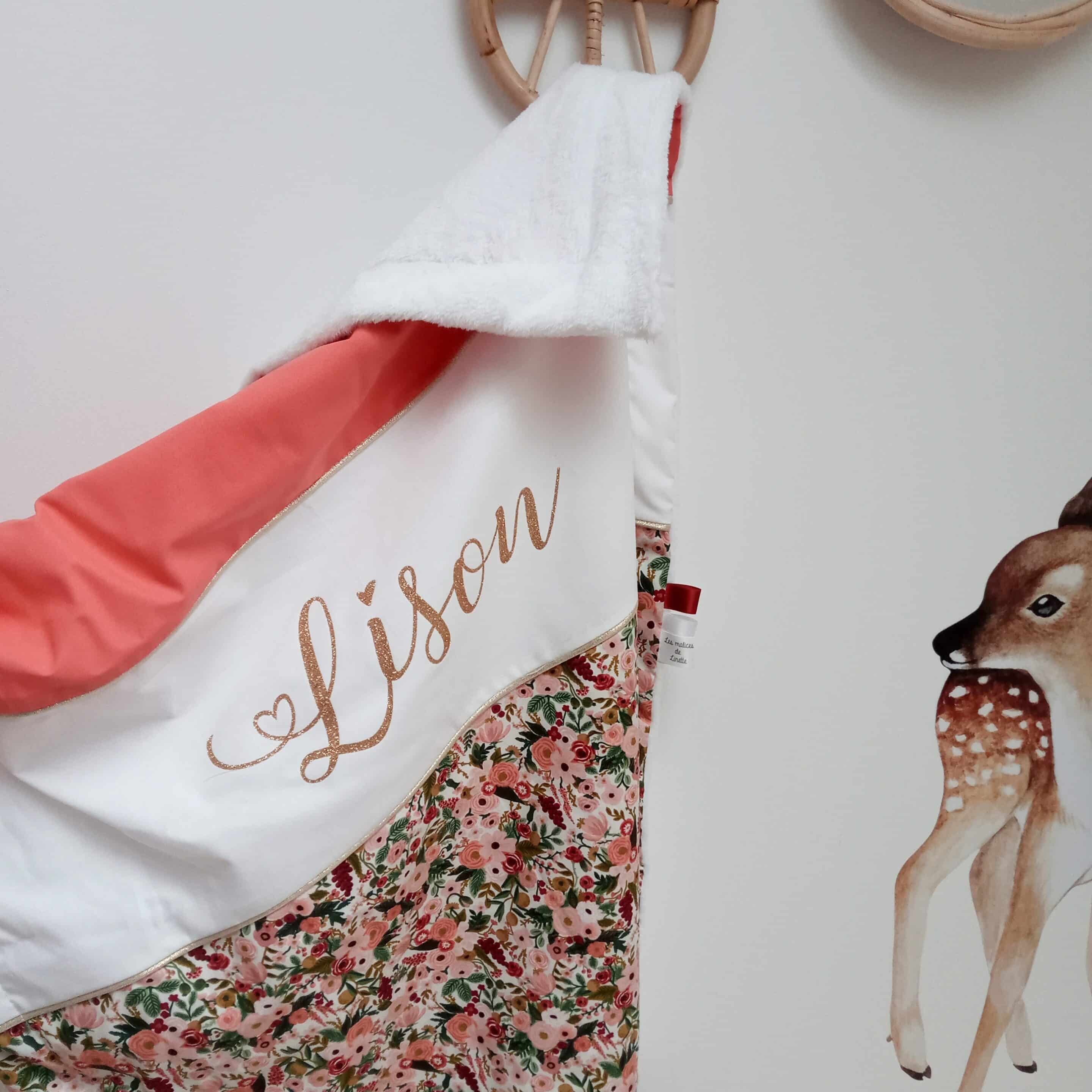 couverture, lapins feuillage et uni rose pâle (copie)