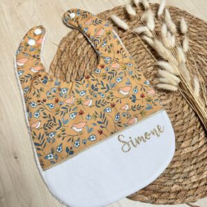 Bavoir, oiseaux Gallery et uni blanc