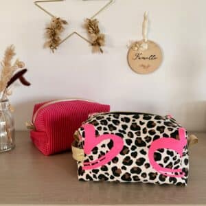 trousse de toilette matelassée, double gaze quadrillée fond écru (copie)