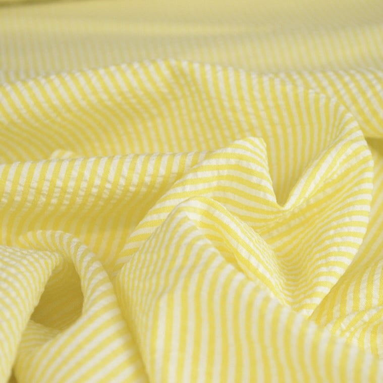 coton rayé jaune et blanc