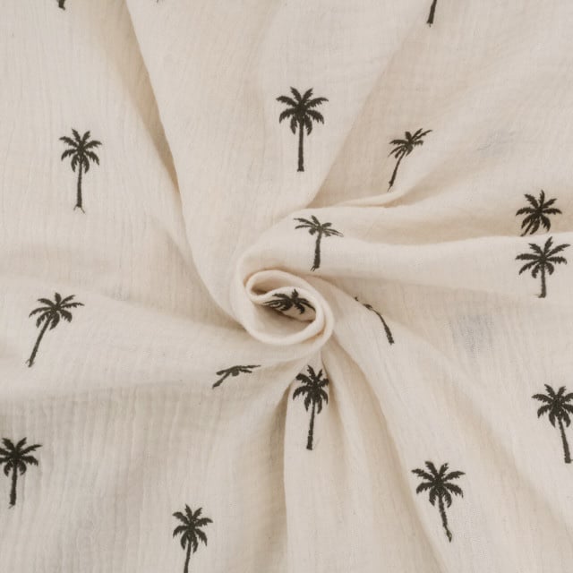 double gaze palmiers brodés