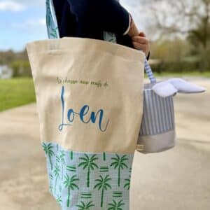 panier pour pâques, fleuri marine et uni corail (copie)