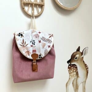 sac à dos, velours côtelé rose et coton fleurs d'automne (copie)