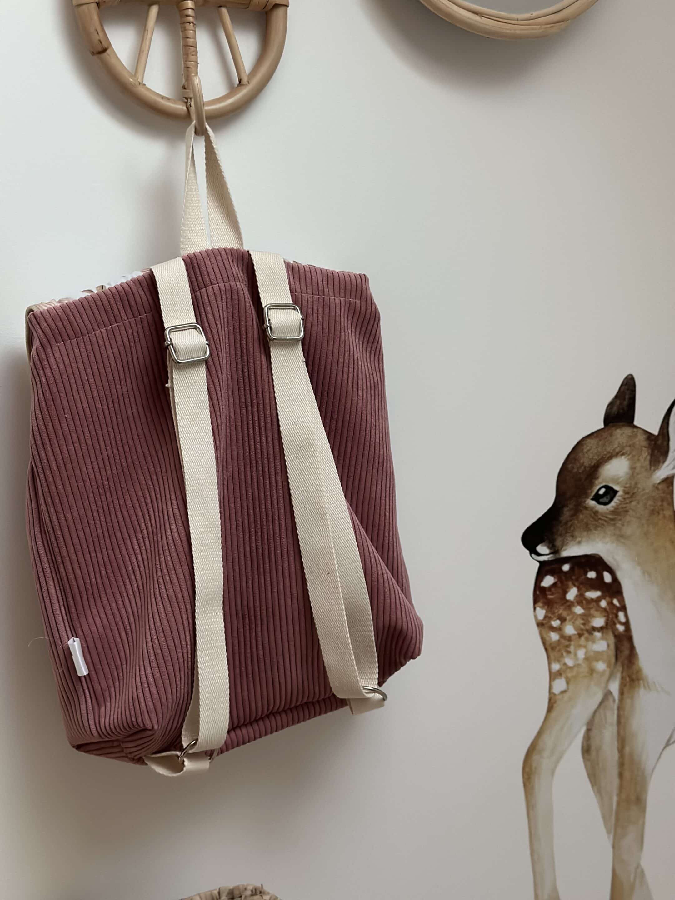 sac à dos, velours côtelé rose et coton fleurs d'automne (copie)